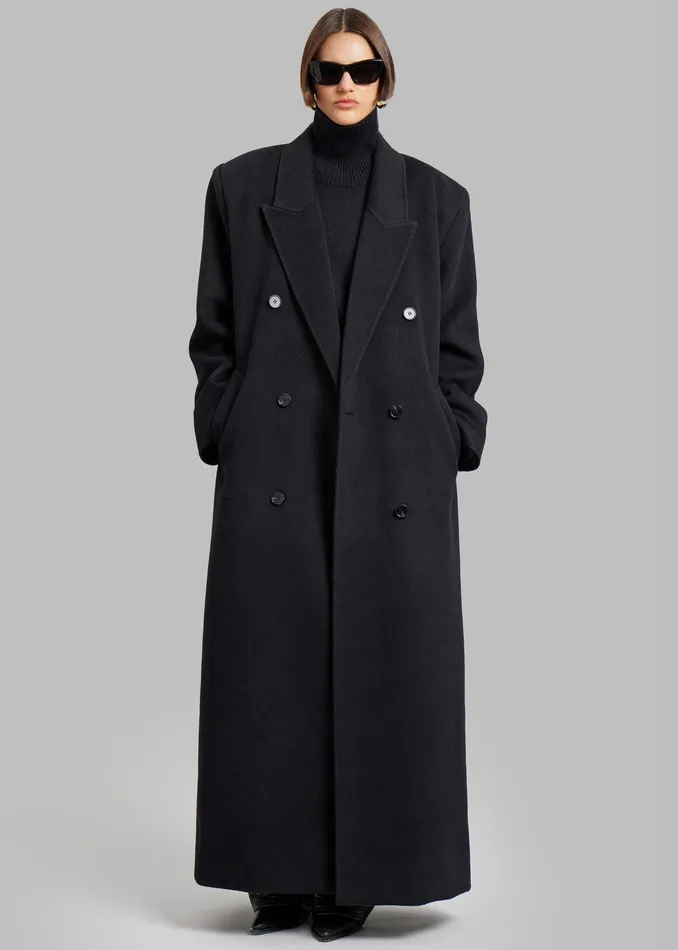 Gaia Double Breasted Coat 8211 Black Women The Frankie Shop Clothing