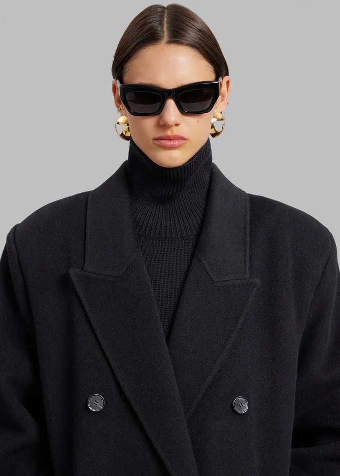 Gaia Double Breasted Coat 8211 Black Women The Frankie Shop Clothing