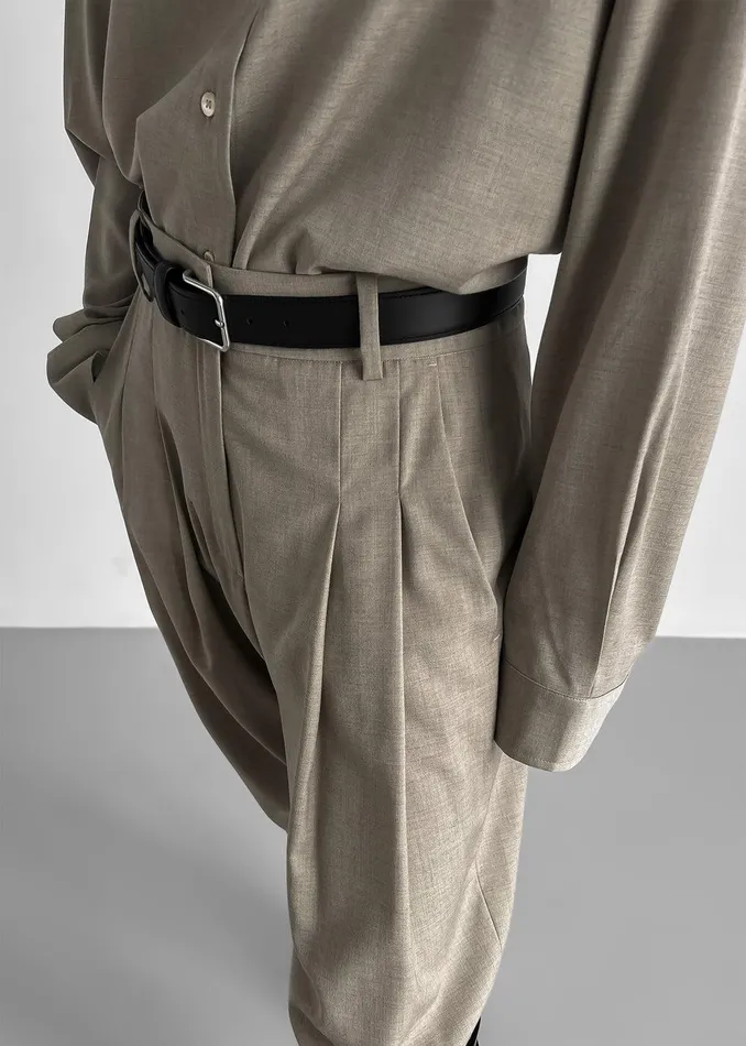 Gelso Pleated Trousers 8211 Light Taupe Melange Women The Frankie Shop Clothing