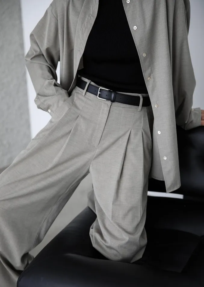 Gelso Pleated Trousers 8211 Light Taupe Melange Women The Frankie Shop Clothing