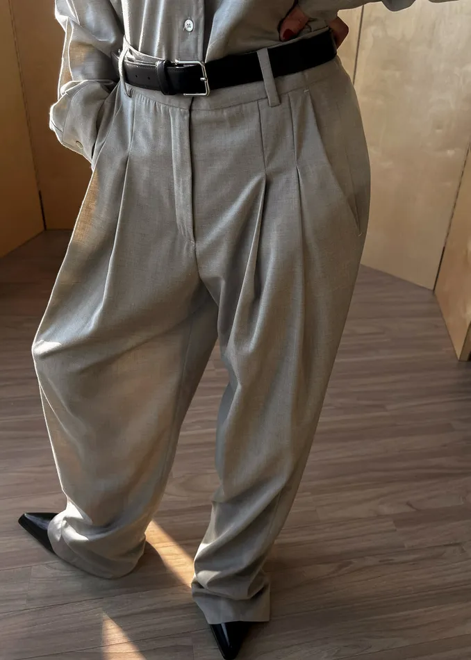 Gelso Pleated Trousers 8211 Light Taupe Melange Women The Frankie Shop Clothing