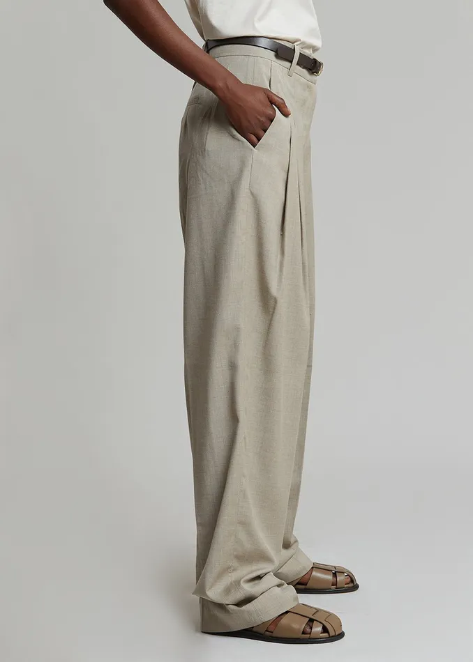 Gelso Pleated Trousers 8211 Light Taupe Melange Women The Frankie Shop Clothing