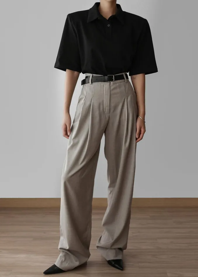 Gelso Pleated Trousers 8211 Light Taupe Melange Women The Frankie Shop Clothing