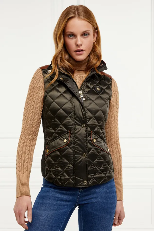 Gilets Womens Charlbury Quilted Gilet Heritage Khaki Holland Cooper