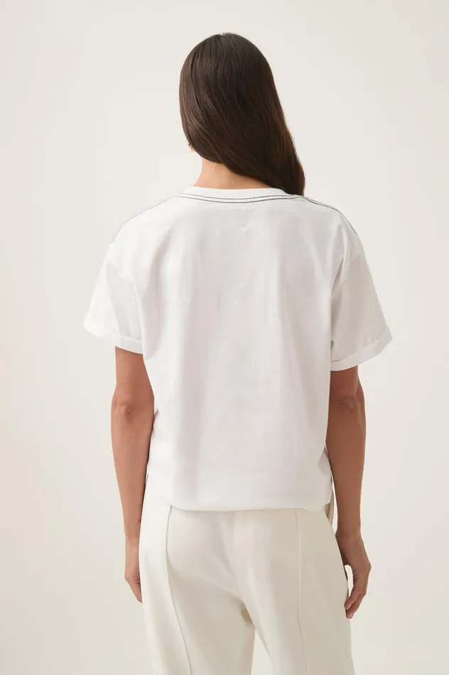 Glint Embellished Logo Tee Whitegunmetal Women Aje Tees Glint Embellished Logo Tee Whitegunmetal Women Aje Tees