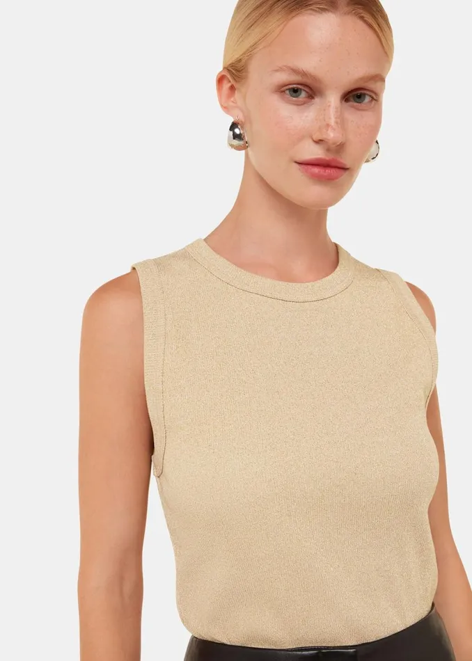 Gold Luna Sparkle Tank Women Whistles Tops