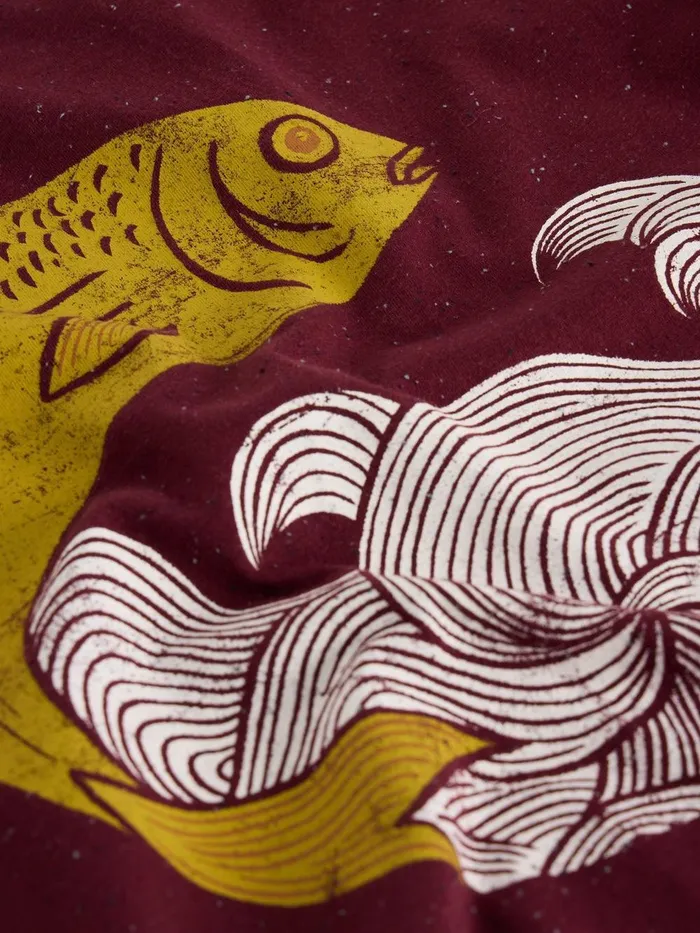 Gone Fishing Graphic Tee Plum Purple Print Men White Stuff TShirts Gone Fishing Graphic Tee Plum Purple Print Men White Stuff TShirts