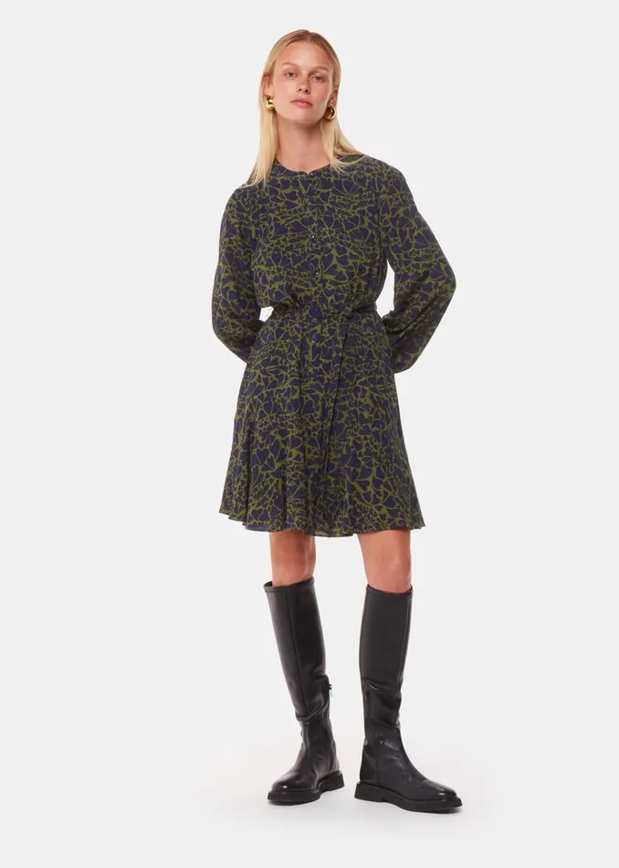 Green Abstract Petal Flippy Dress Women Whistles Dresses