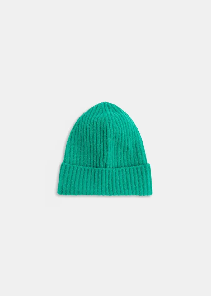Green Wool Mix Rib Beanie Women Whistles Hats Gloves and Scarves