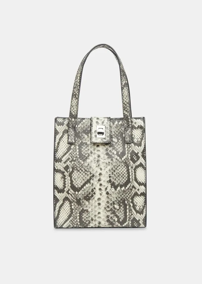 Grey Eben Snake Mini Turn Lock Tote Women Whistles Shoulder Bags and Tote Bags