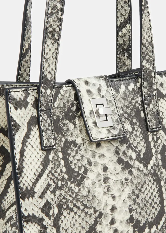 Grey Eben Snake Mini Turn Lock Tote Women Whistles Shoulder Bags and Tote Bags