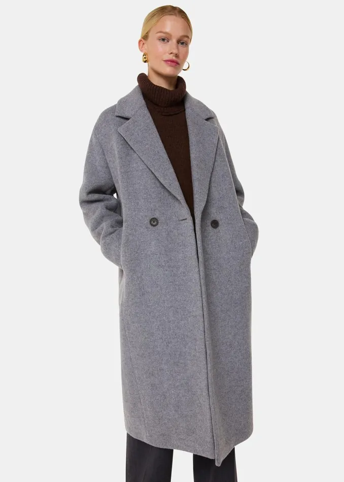 Grey Eliza Double Breasted Coat Women Whistles Coats and Jackets