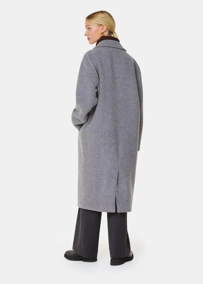 Grey Eliza Double Breasted Coat Women Whistles Coats and Jackets