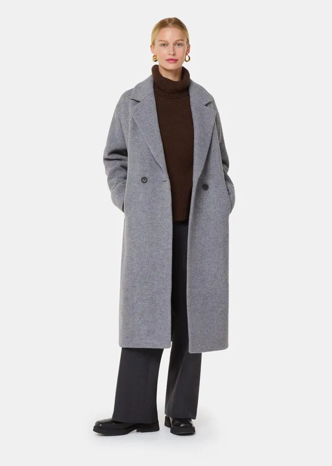 Grey Eliza Double Breasted Coat Women Whistles Coats and Jackets