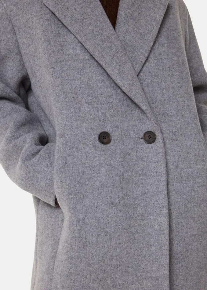 Grey Eliza Double Breasted Coat Women Whistles Coats and Jackets