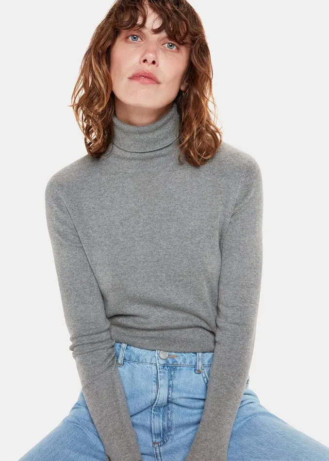 Grey Maja Knitted Polo Neck Knit Women Whistles Knitwear and Cashmere