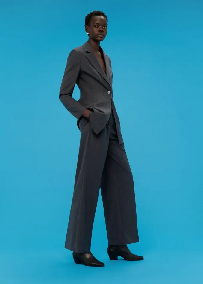 Grey Mia Elongated Waist Blazer Women Whistles Coats and Jackets