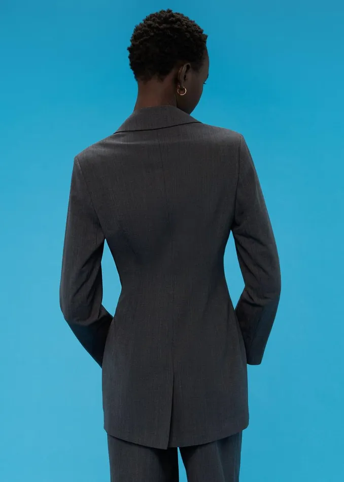 Grey Mia Elongated Waist Blazer Women Whistles Coats and Jackets
