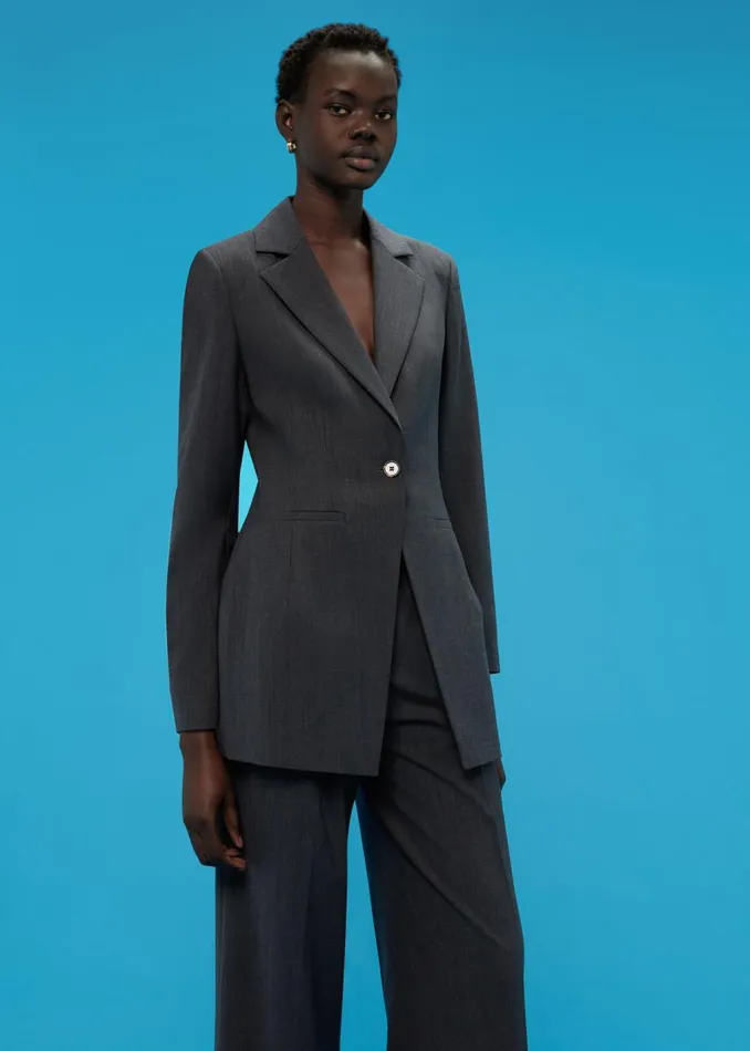 Grey Mia Elongated Waist Blazer Women Whistles Coats and Jackets