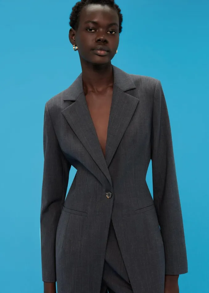 Grey Mia Elongated Waist Blazer Women Whistles Coats and Jackets