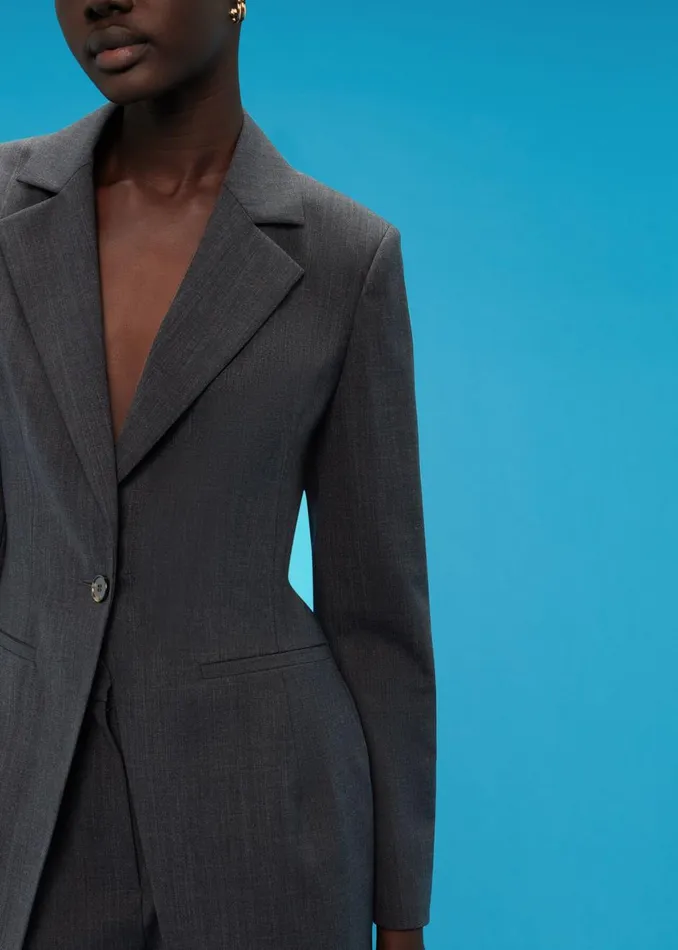 Grey Mia Elongated Waist Blazer Women Whistles Coats and Jackets