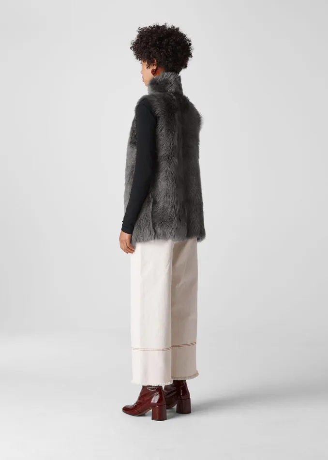 Grey Sheepskin Reversible Gilet Women Whistles Coats and Jackets