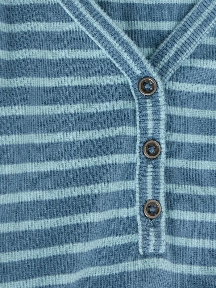 HALLEY RIB STRIPE HENLEY Blue Multi Women White Stuff Tops and Tees HALLEY RIB STRIPE HENLEY Blue Multi Women White Stuff Tops and Tees