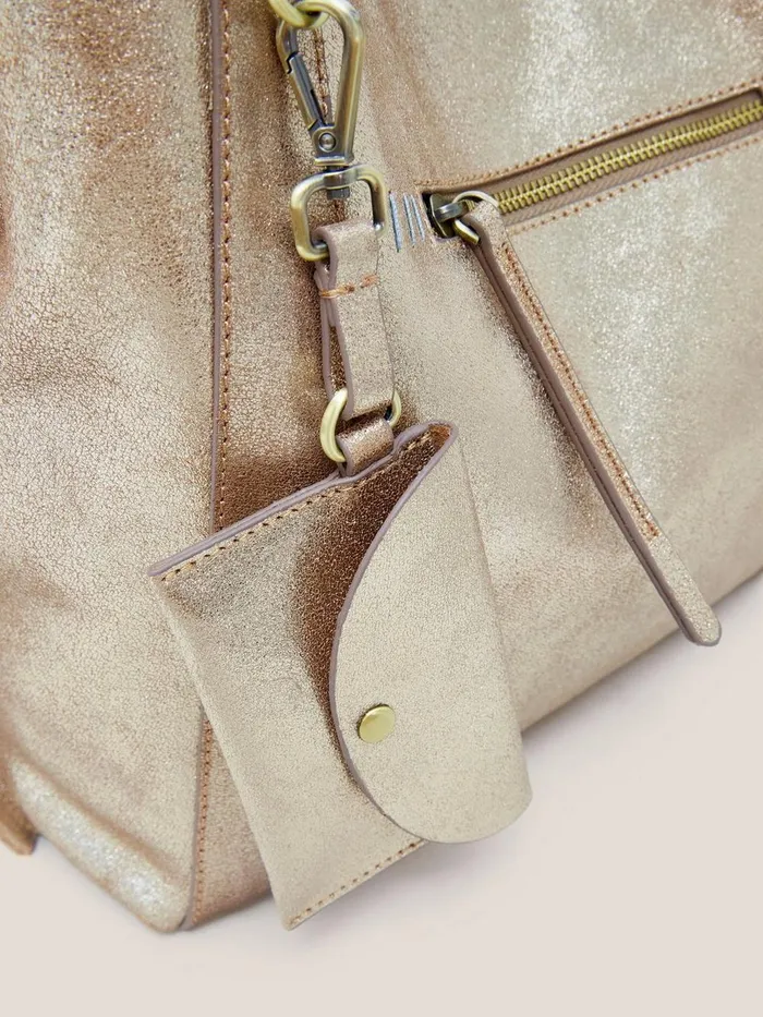 Hannah Tote Gold Tone Metallic Women White Stuff Bags and Purses Hannah Tote Gold Tone Metallic Women White Stuff Bags and Purses