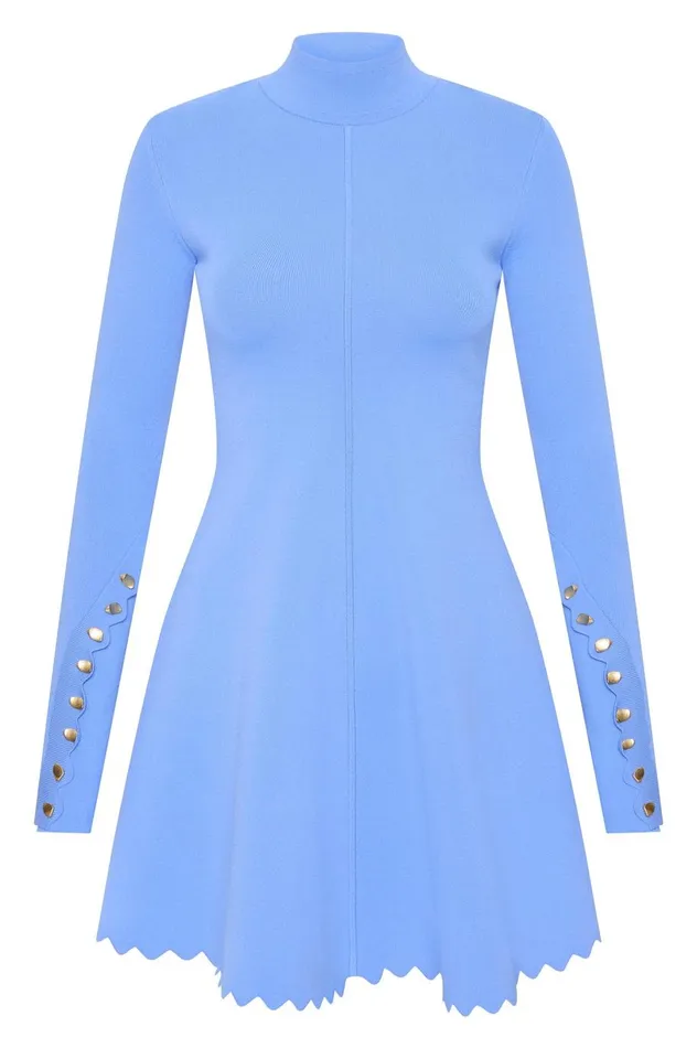 Harmony Knit Mini Dress Mist Blue Women Aje Dresses Harmony Knit Mini Dress Mist Blue Women Aje Dresses