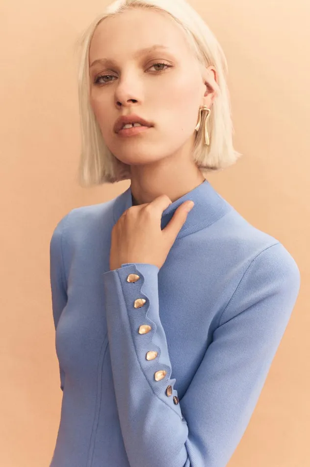 Harmony Knit Mini Dress Mist Blue Women Aje Dresses Harmony Knit Mini Dress Mist Blue Women Aje Dresses