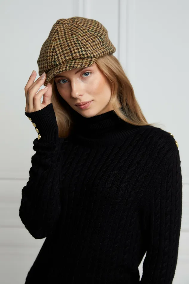 Hats Womens Baker Boy Cap Hailes Green Tweed Holland Cooper