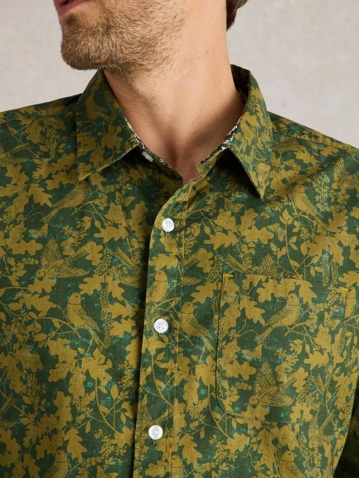 Hawthorn Bird Printed Shirt Green Multi Men White Stuff Shirts