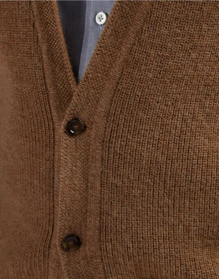 Hazelnut Organic Wool And Alpaca Knit Waistcoat Men Lardini Knitwear