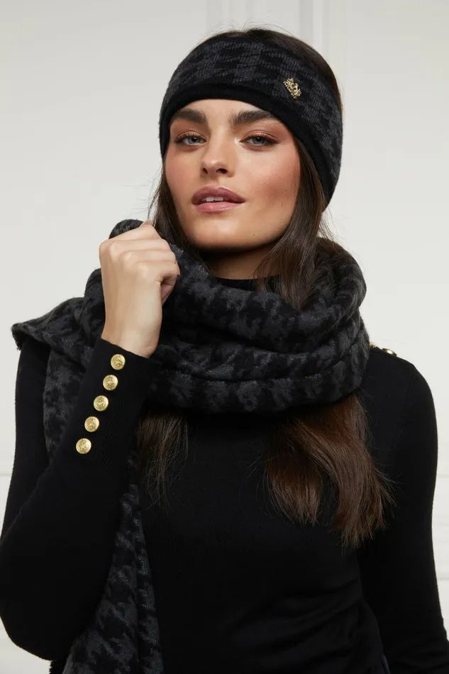 Headwear Womens Heritage Headband Grey Houndstooth Holland Cooper