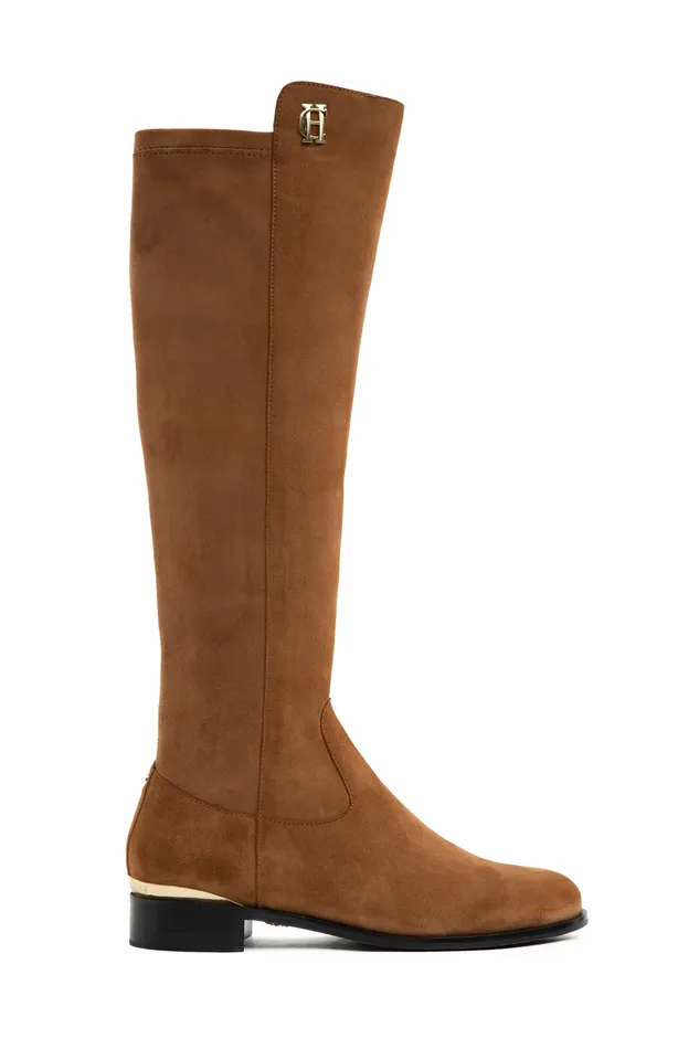 Holland Cooper Albany Knee Boot Tan Suede Womens Boots