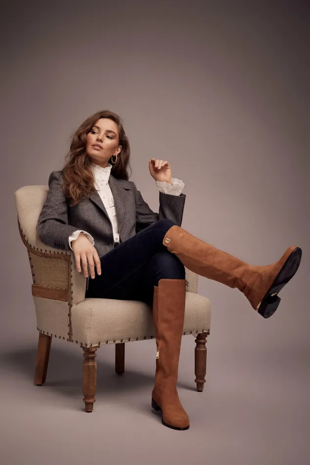 Holland Cooper Albany Knee Boot Tan Suede Womens Boots Holland Cooper Albany Knee Boot Tan Suede Womens Boots