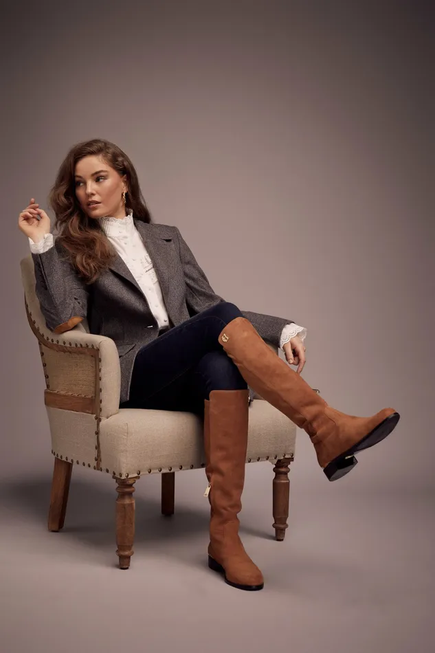 Holland Cooper Albany Knee Boot Tan Suede Womens Boots Holland Cooper Albany Knee Boot Tan Suede Womens Boots