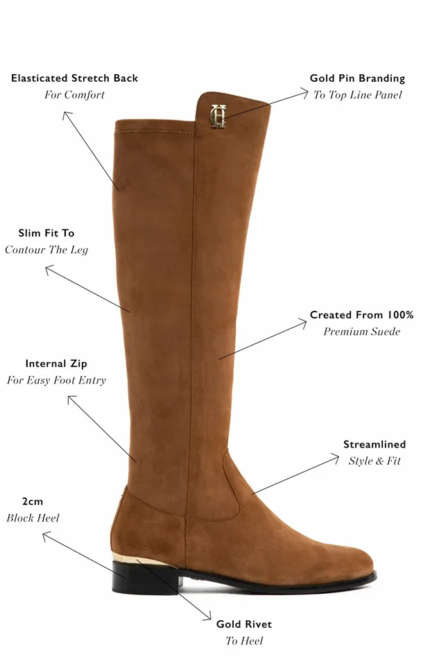 Holland Cooper Albany Knee Boot Tan Suede Womens Boots Holland Cooper Albany Knee Boot Tan Suede Womens Boots