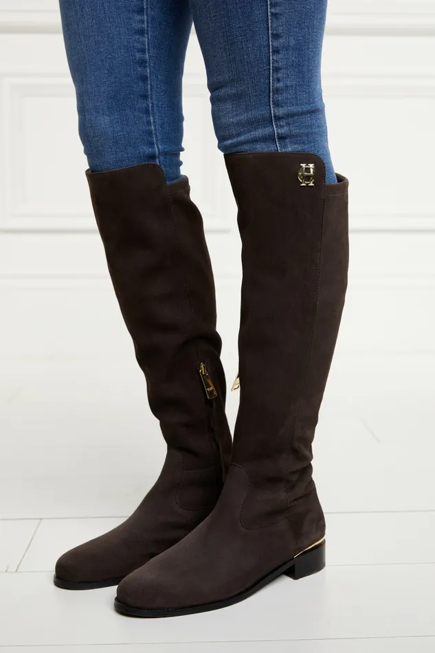 Holland Cooper Boots Womens Albany Knee Boot Chocolate Suede Holland Cooper Boots Womens Albany Knee Boot Chocolate Suede