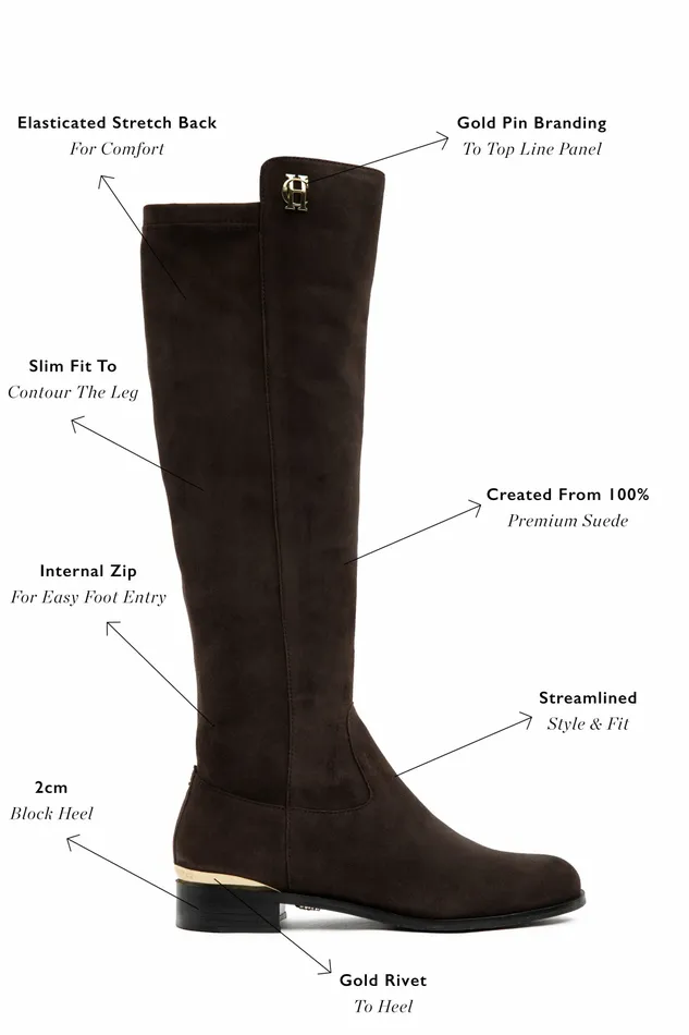 Holland Cooper Boots Womens Albany Knee Boot Chocolate Suede Holland Cooper Boots Womens Albany Knee Boot Chocolate Suede