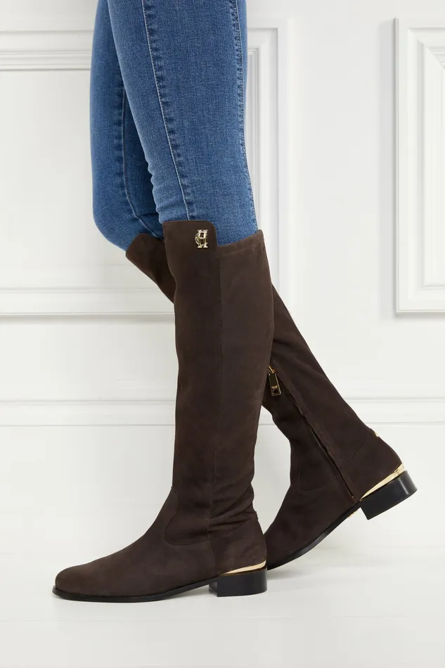 Holland Cooper Boots Womens Albany Knee Boot Chocolate Suede Holland Cooper Boots Womens Albany Knee Boot Chocolate Suede