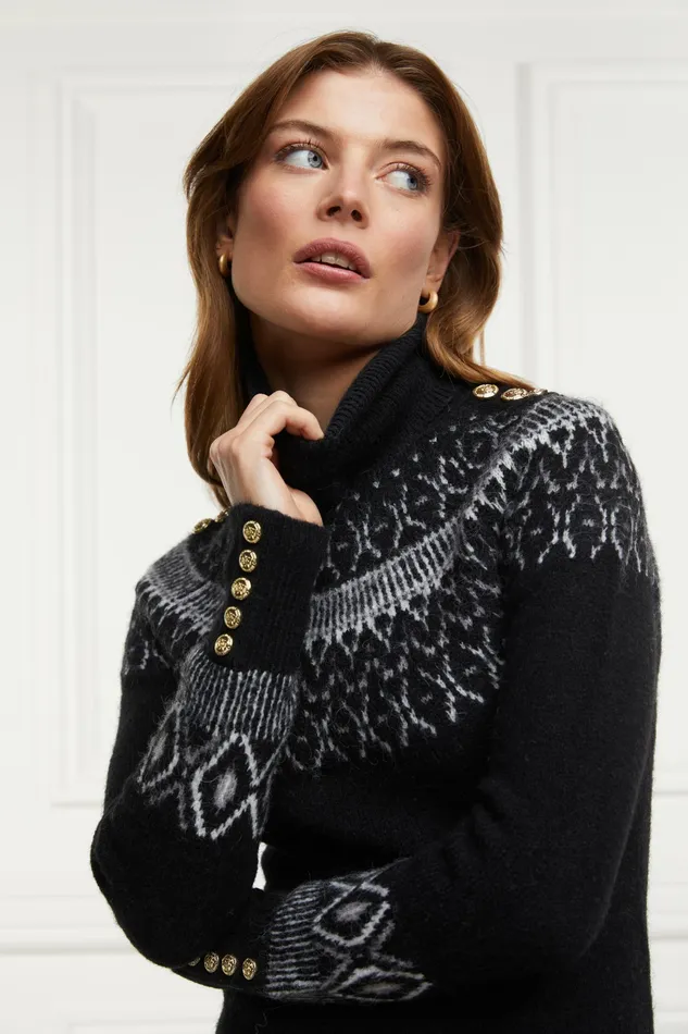 Holland Cooper Bump Friendly Collection LittleWomens Heritage Jumper Dress Black Fairisle Holland Cooper Bump Friendly Collection LittleWomens Heritage Jumper Dress Black Fairisle