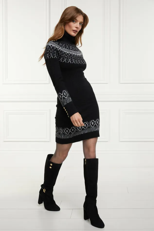 Holland Cooper Bump Friendly Collection LittleWomens Heritage Jumper Dress Black Fairisle Holland Cooper Bump Friendly Collection LittleWomens Heritage Jumper Dress Black Fairisle