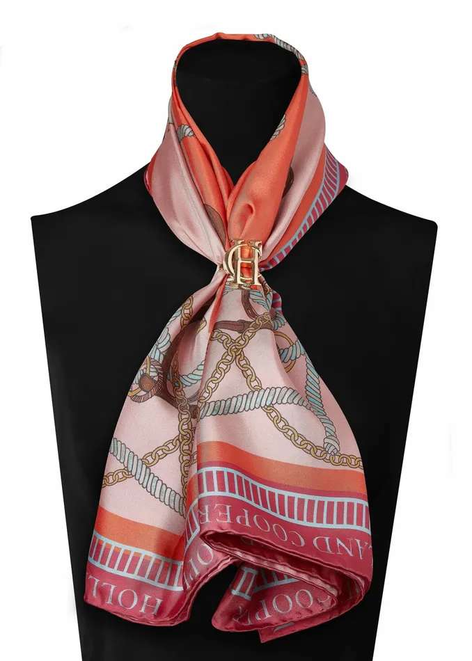 Holland Cooper Regal Horse Silk Scarf Coral Womens Scarves Holland Cooper Regal Horse Silk Scarf Coral Womens Scarves