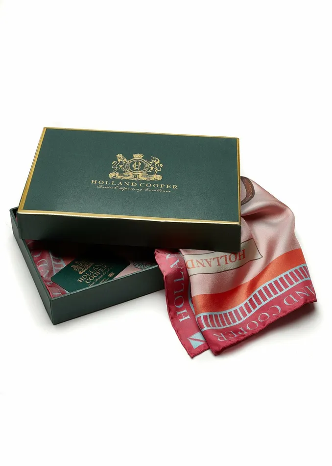 Holland Cooper Regal Horse Silk Scarf Coral Womens Scarves Holland Cooper Regal Horse Silk Scarf Coral Womens Scarves