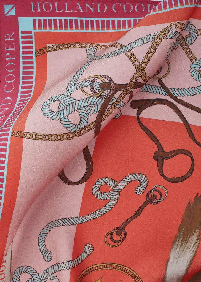 Holland Cooper Regal Horse Silk Scarf Coral Womens Scarves Holland Cooper Regal Horse Silk Scarf Coral Womens Scarves
