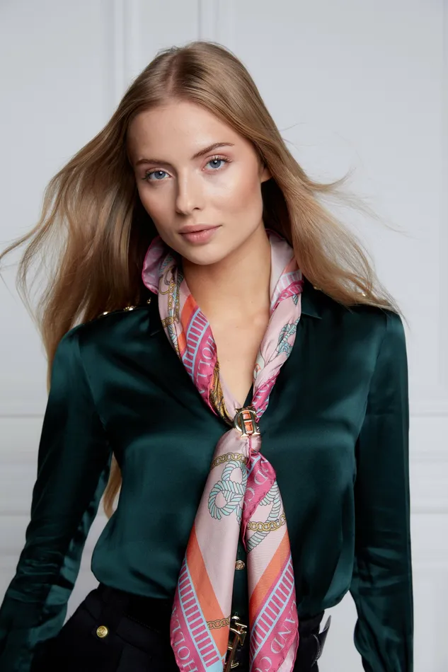 Holland Cooper Regal Horse Silk Scarf Coral Womens Scarves Holland Cooper Regal Horse Silk Scarf Coral Womens Scarves