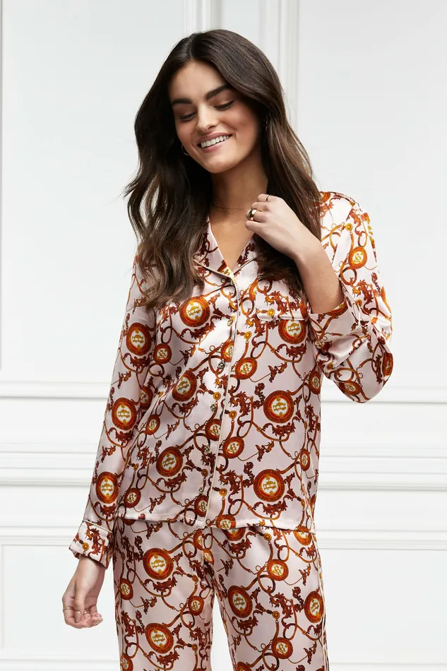 Holland Cooper Silk Pyjama Shirt Blush Womens Sleepwear