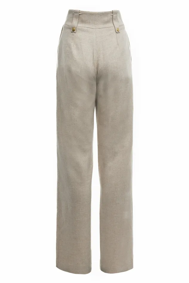 Holland Cooper Trousers Womens High Waisted Straight Trouser Oatmeal Holland Cooper Trousers Womens High Waisted Straight Trouser Oatmeal