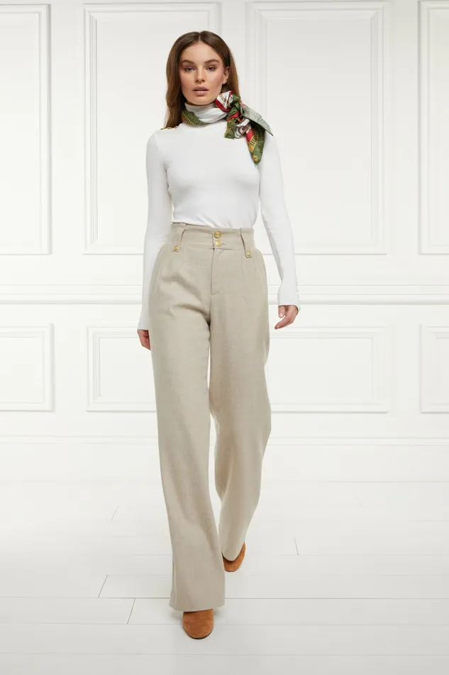 Holland Cooper Trousers Womens High Waisted Straight Trouser Oatmeal Holland Cooper Trousers Womens High Waisted Straight Trouser Oatmeal